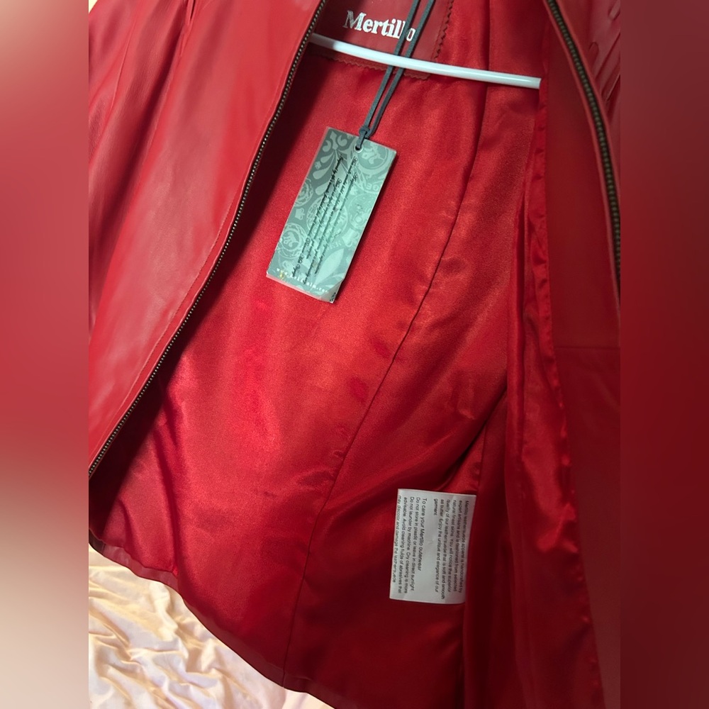 Lipstick Red Moto Leather Jacket Women’s Ms GUC - Picture 6 of 8